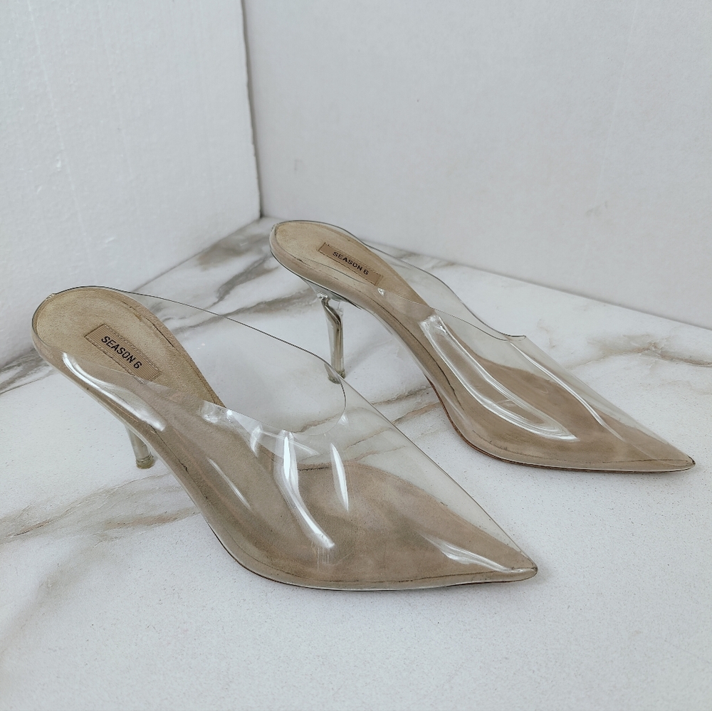 Yeezy Season 6 Clear Transparent PVC Lucite Heel Mules, Sz 37 (US women's 6) - Picture 3 of 16